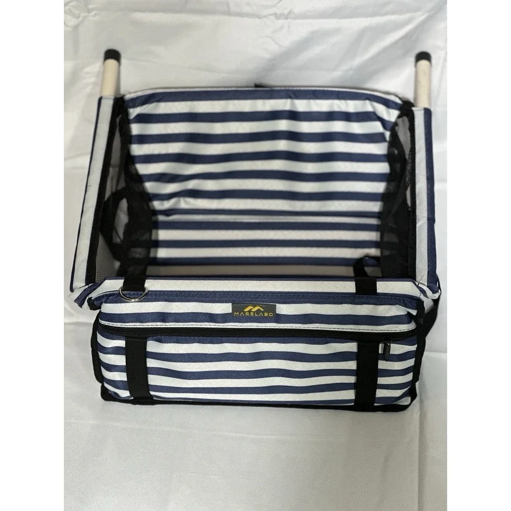 Marslabo Dog Car Booster Seat, For S/M Size Dog Blue Stripes.